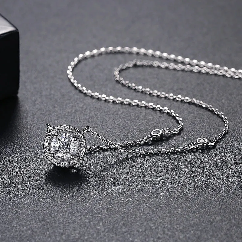 Small Round CZ Pendant Chain Necklace