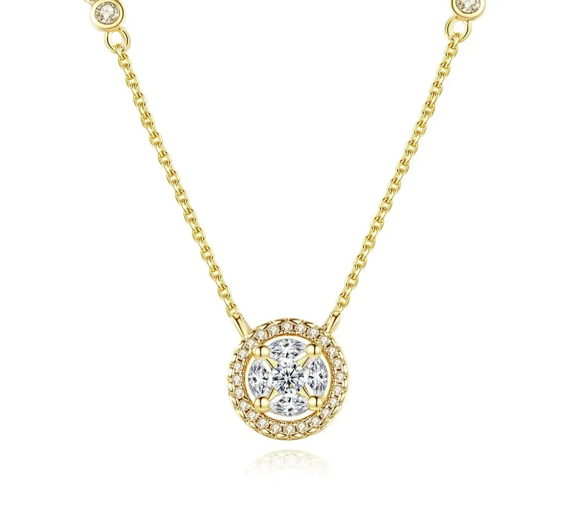 Small Round CZ Pendant Chain Necklace