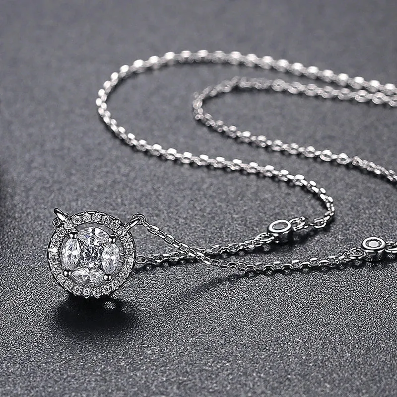 Small Round CZ Pendant Chain Necklace