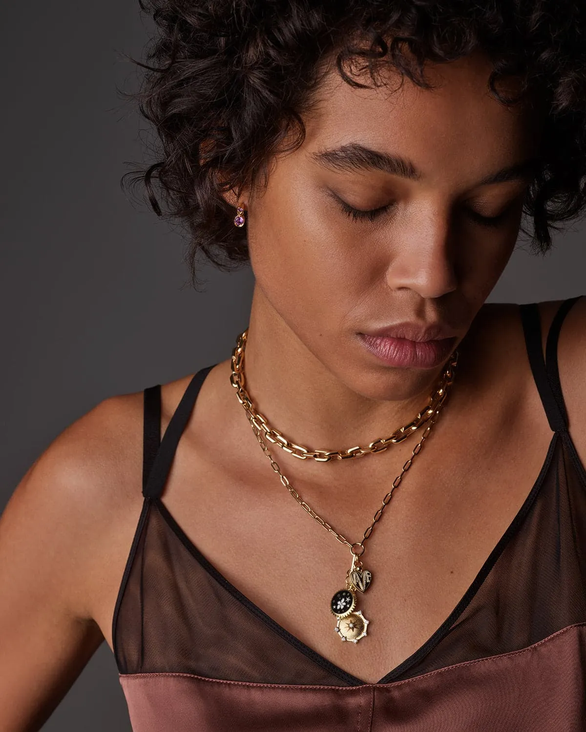 Small Strong Hearts Necklace with Small Heart Ingot Medallion