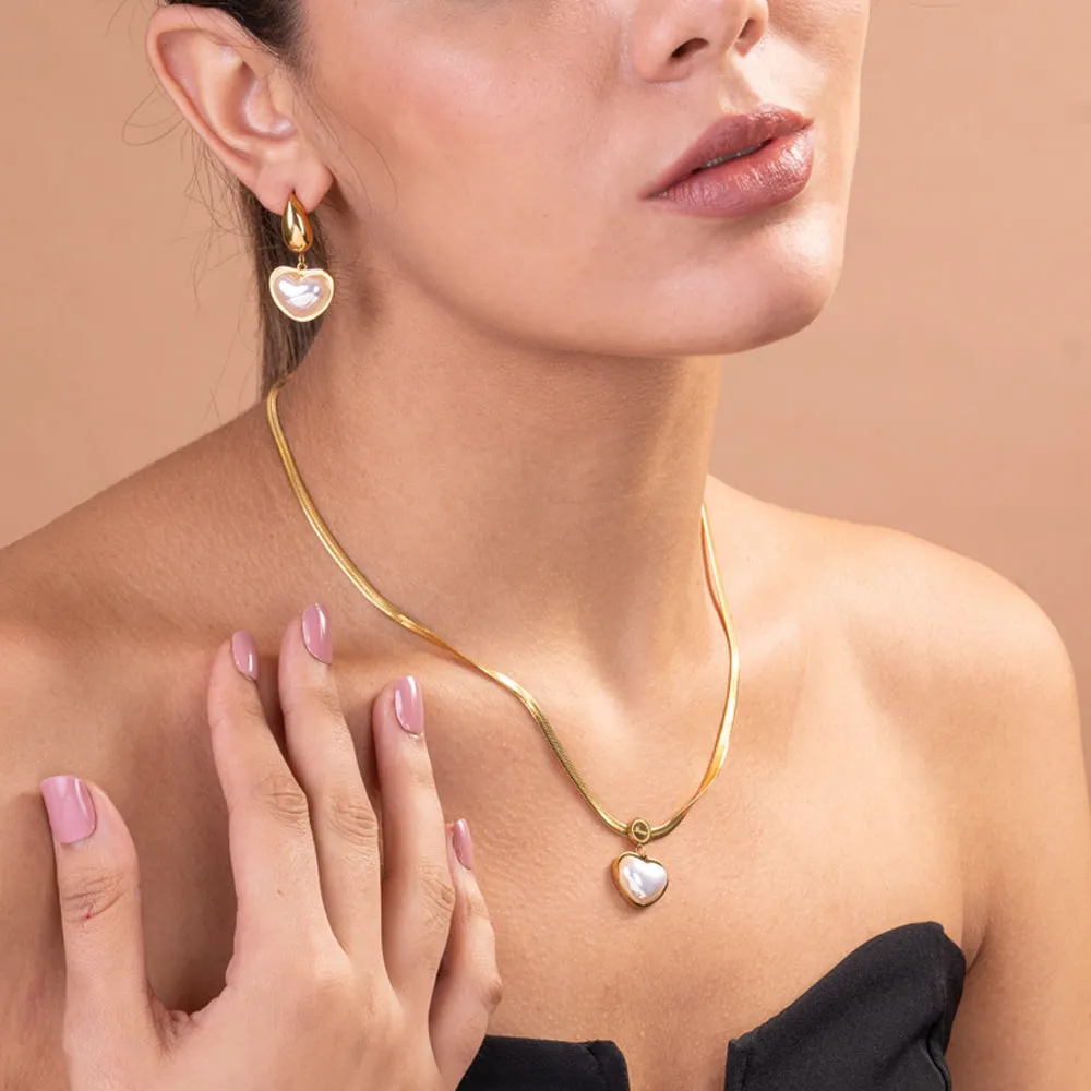 Snake Chain Love Pearl Necklace