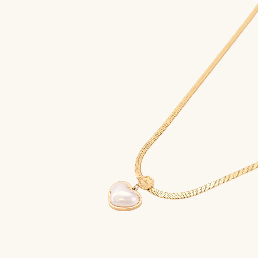 Snake Chain Love Pearl Necklace