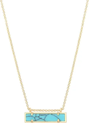 SOFYBJA 18k Gold Chain Choker Dainty Turquoise Beads Bar Necklace for Women Handmade Gemstone Jewelry for Mother's Day