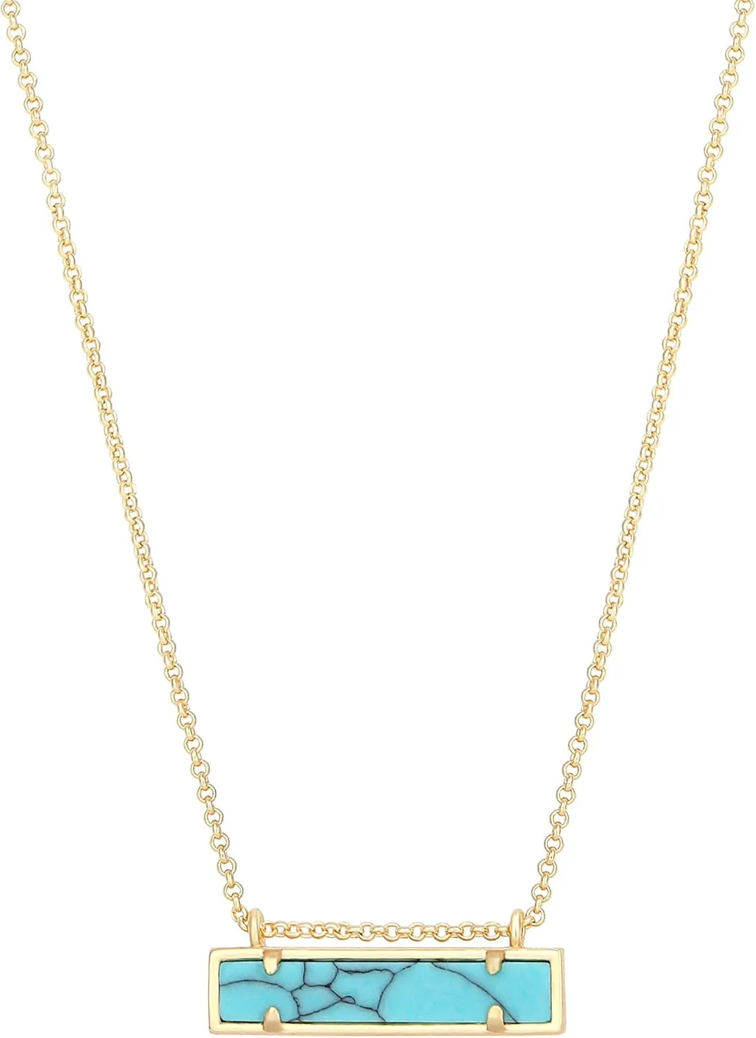 SOFYBJA 18k Gold Chain Choker Dainty Turquoise Beads Bar Necklace for Women Handmade Gemstone Jewelry for Mother's Day