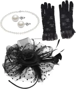 SOIMISS 1 Set Cocktail Party Hat Tea Party Hats Veils for Brides Tea Party Fascinator Headband Necklaces for