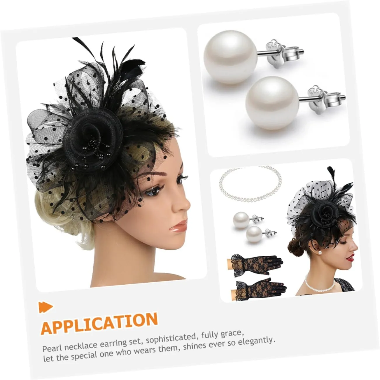 SOIMISS 1 Set Cocktail Party Hat Tea Party Hats Veils for Brides Tea Party Fascinator Headband Necklaces for