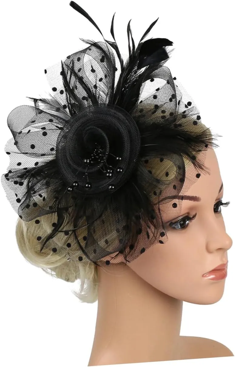 SOIMISS 1 Set Cocktail Party Hat Tea Party Hats Veils for Brides Tea Party Fascinator Headband Necklaces for