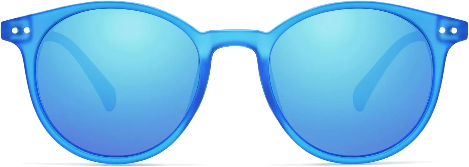SOJOS TR90 Polarized Small Round Sunglasses for Women Men Vintage Style UV400 Lens SJTR2113