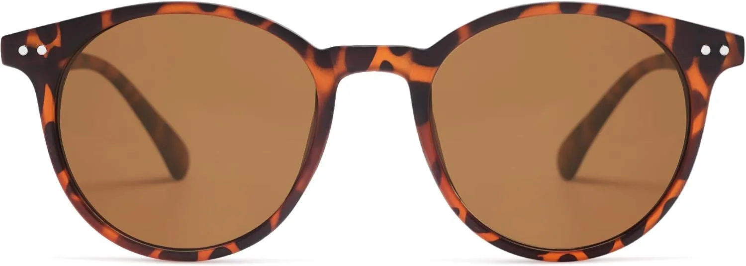 SOJOS TR90 Polarized Small Round Sunglasses for Women Men Vintage Style UV400 Lens SJTR2113