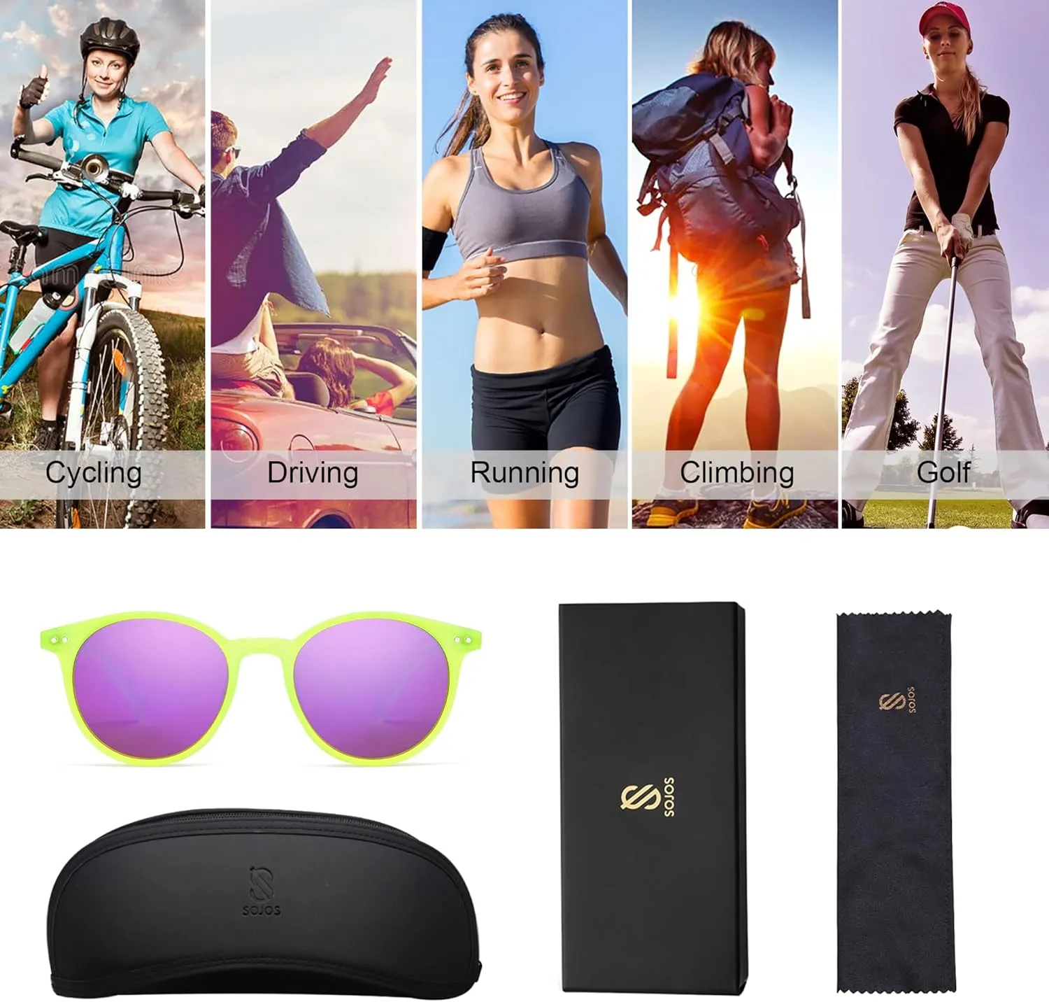 SOJOS TR90 Polarized Small Round Sunglasses for Women Men Vintage Style UV400 Lens SJTR2113