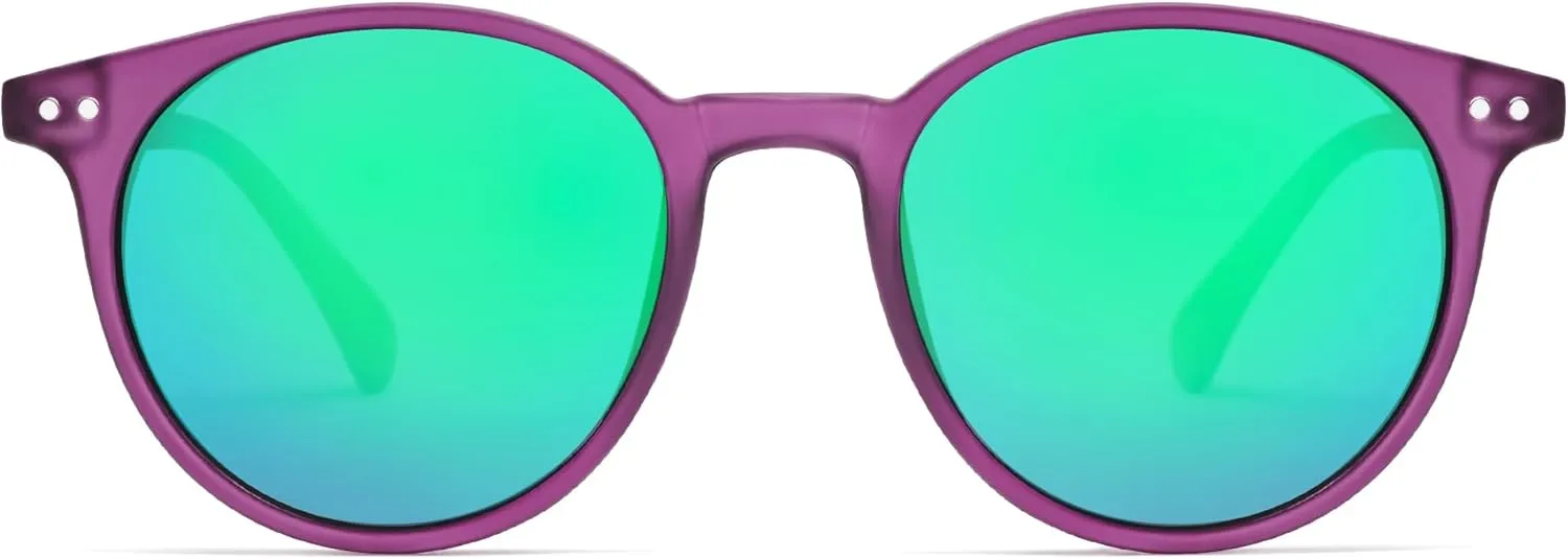 SOJOS TR90 Polarized Small Round Sunglasses for Women Men Vintage Style UV400 Lens SJTR2113