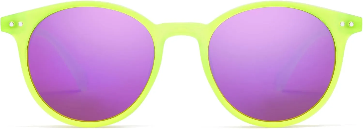 SOJOS TR90 Polarized Small Round Sunglasses for Women Men Vintage Style UV400 Lens SJTR2113