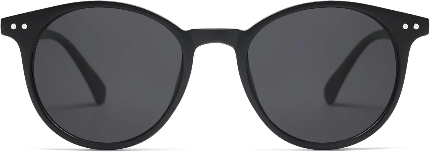 SOJOS TR90 Polarized Small Round Sunglasses for Women Men Vintage Style UV400 Lens SJTR2113