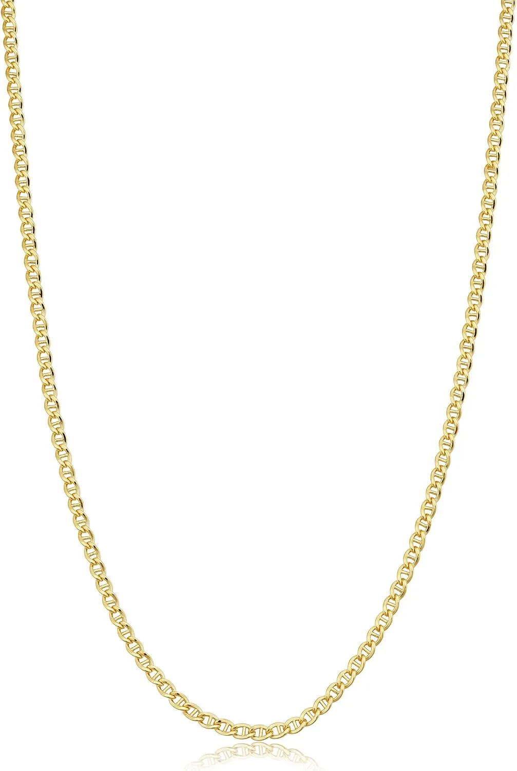 Solid 14k Yellow Gold Filled 2.55 mm Mariner Link Chain Necklace for Men and Women (16-36 inch)