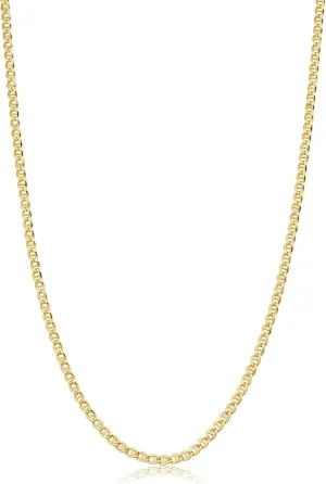 Solid 14k Yellow Gold Filled 2.55 mm Mariner Link Chain Necklace for Men and Women (16-36 inch)