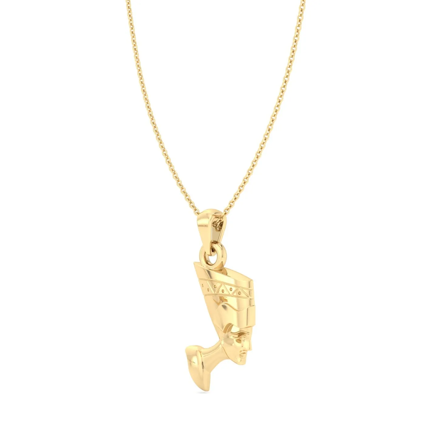 Solid Gold Nefertiti Pendant Necklace