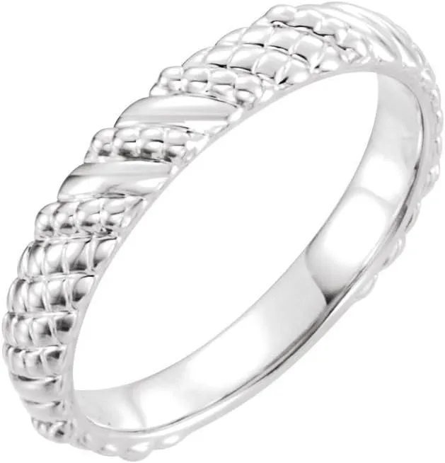 Solid Platinum Stackable Wedding Anniversary Ring Band (Width = 3.6mm)