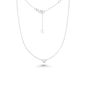 Solitaire Diamond Chain Necklace (0.20 ct.) 6.00 mm Bezel Set in 14K Gold