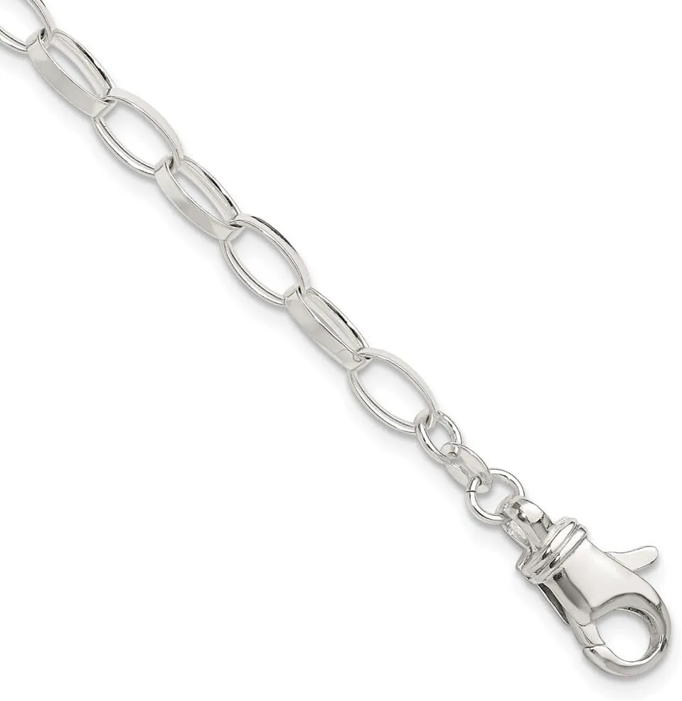 Sonia Jewels 925 Sterling Silver 10 inch Real Unique Link Anklet - with Secure Lobster Lock Clasp 10" (Width = 5mm)