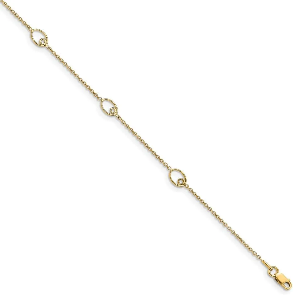 Sonia Jewels Real 14k Yellow Gold Anklet 1in Extension - with Secure Lobster Lock Clasp 10" (Width = 5mm)