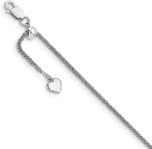 Sonia Jewels Real 925 Sterling Silver Diamond-Cut 11in Adjustable Wheat Foot Chain Ankle Bracelet Anklet - with Secure Lobster Lock Clasp 11" (Width = 1mm)