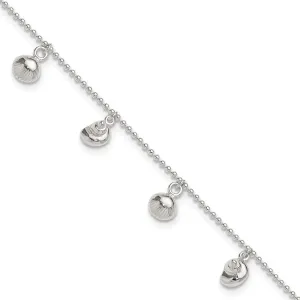 Sonia Jewels Real 925 Sterling Silver Sea Shell Anklet - with Secure Lobster Lock Clasp 9"