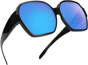 Square Oversized Polarized Fit Over Sunglasses Over Glasses with Lightweight Large Frame for Woman Man