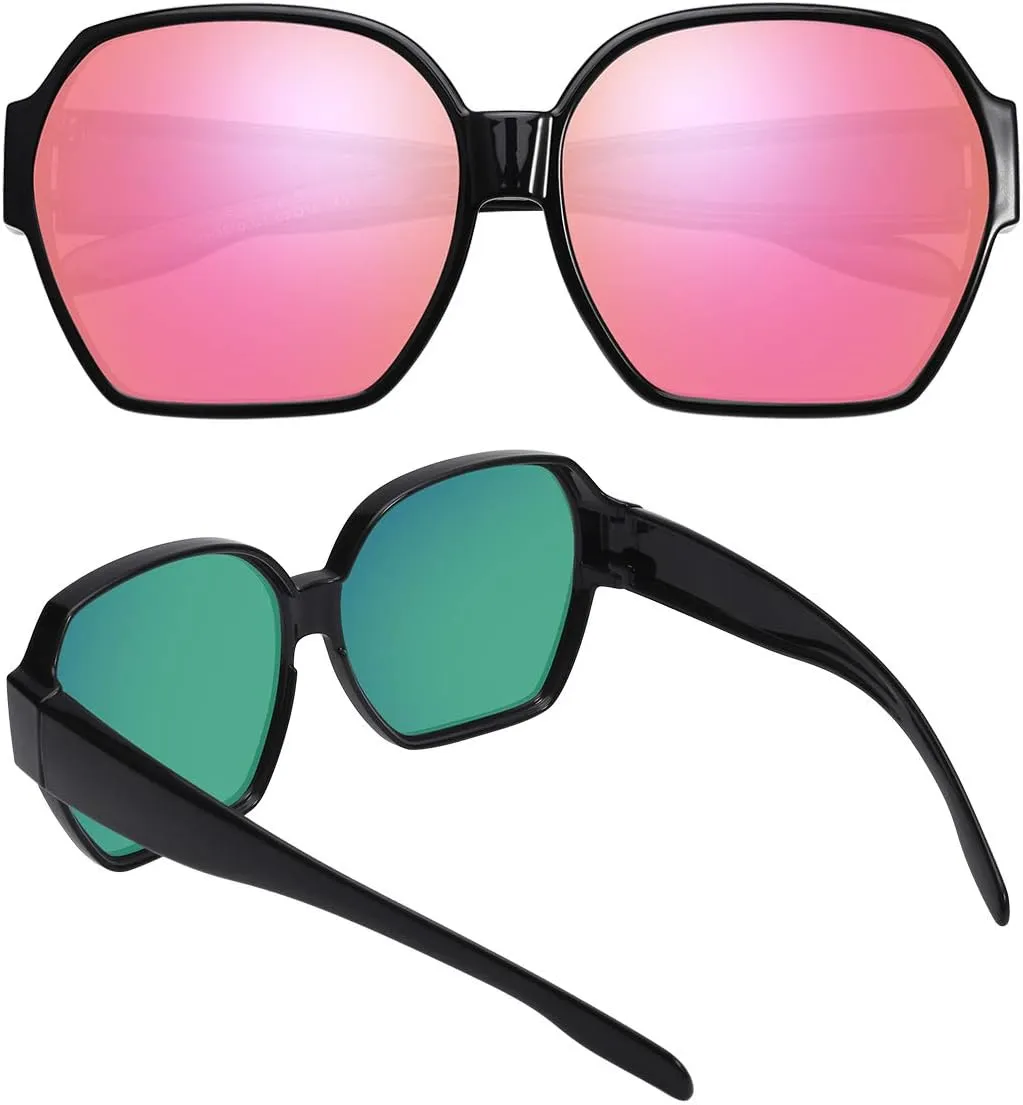 Square Oversized Polarized Fit Over Sunglasses Over Glasses with Lightweight Large Frame for Woman Man