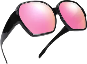 Square Oversized Polarized Fit Over Sunglasses Over Glasses with Lightweight Large Frame for Woman Man