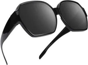 Square Oversized Polarized Fit Over Sunglasses Over Glasses with Lightweight Large Frame for Woman Man