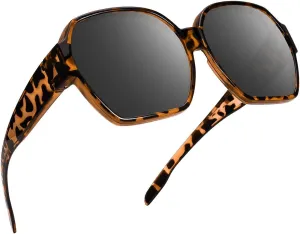 Square Oversized Polarized Fit Over Sunglasses Over Glasses with Lightweight Large Frame for Woman Man