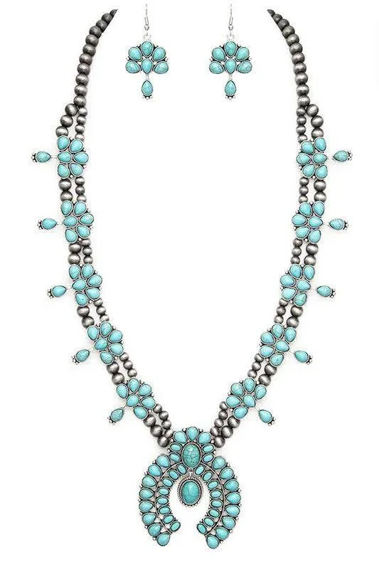 Squash Blossom Statement Western Necklace Set