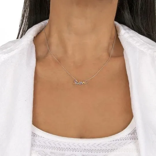 SS Multicolor CZ 'love' Necklace