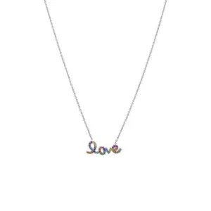 SS Multicolor CZ 'love' Necklace