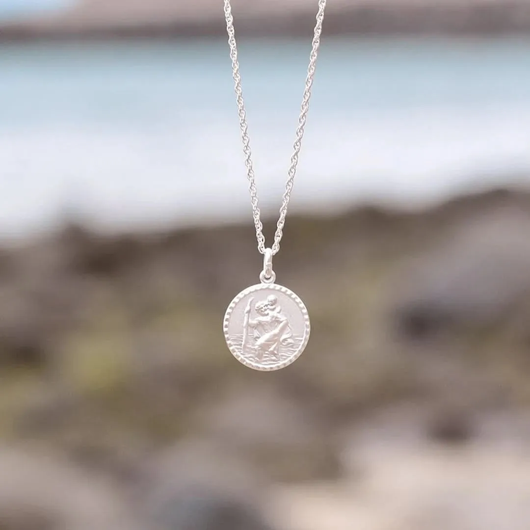 St Christopher Necklace Solid Silver   Engraving