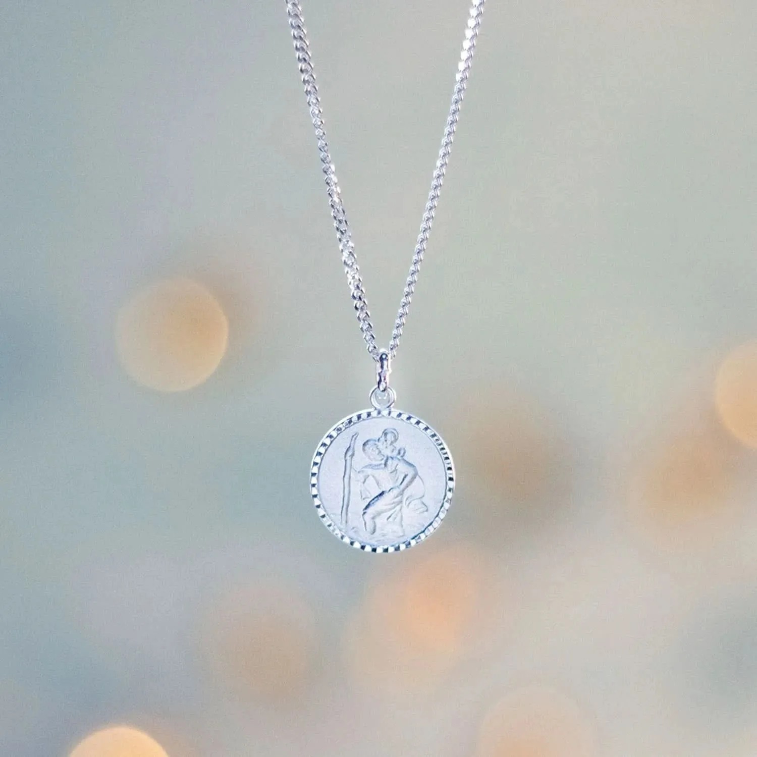 St Christopher Necklace Solid Silver   Engraving