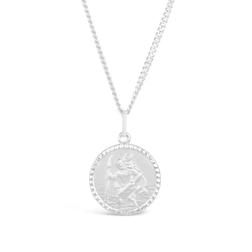 St Christopher Necklace Solid Silver   Engraving