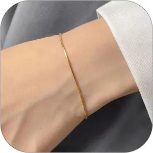 Stack Bracelets for Women Gold/Silver Bracelets for Women Waterproof 14K Gold Jewelry Sets for Women Trendy Thin Dainty Stackable Cuban Link Paperclip Chain Bracelet Gifts for Christmas