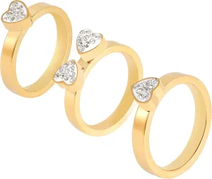 Stackable Rings for Women 18K Gold Plated Ring Set Cubic Zirconia Inlaid Four-Leaf Clover & Heart Design, Fashion Jewelry for Everyday Wear Stackable Wedding Bands Rings Multiple Sizes 5-10