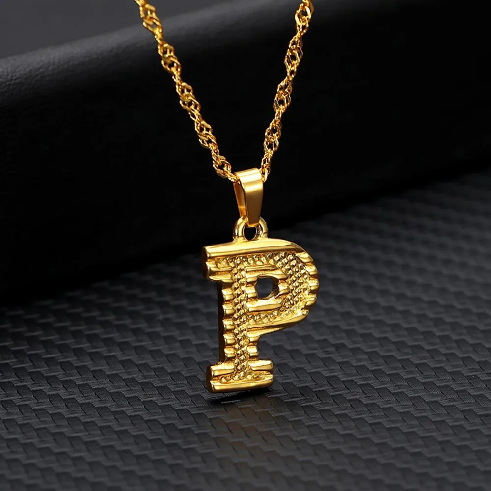 Stainless Steel A-Z Initial Letter Pendant Personalized Necklace