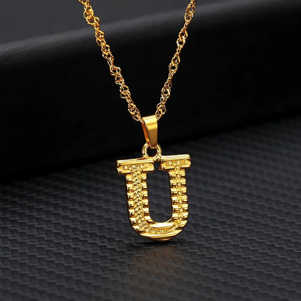 Stainless Steel A-Z Initial Letter Pendant Personalized Necklace
