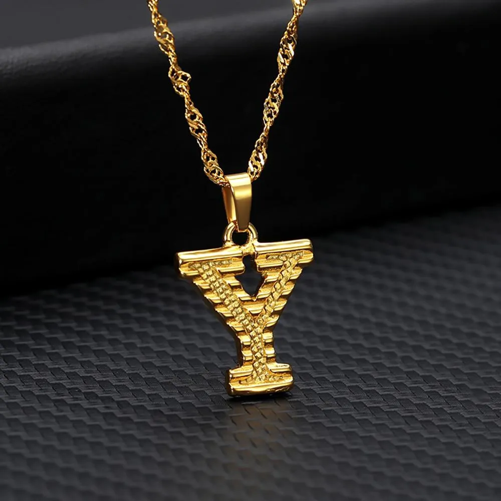 Stainless Steel A-Z Initial Letter Pendant Personalized Necklace