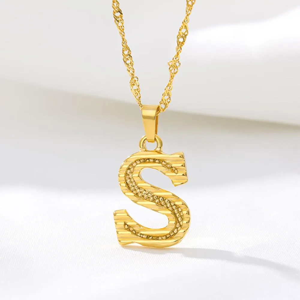 Stainless Steel A-Z Initial Letter Pendant Personalized Necklace