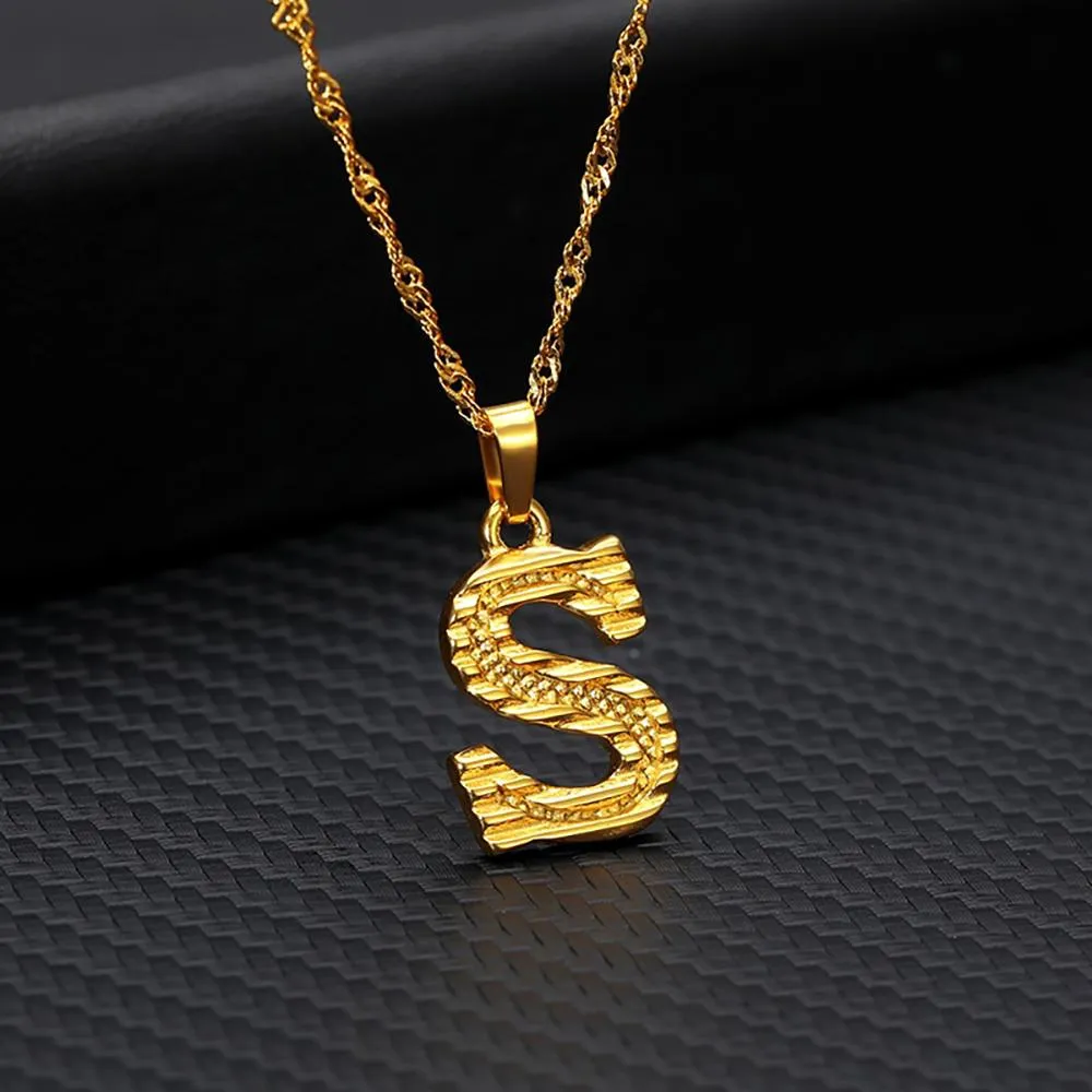 Stainless Steel A-Z Initial Letter Pendant Personalized Necklace