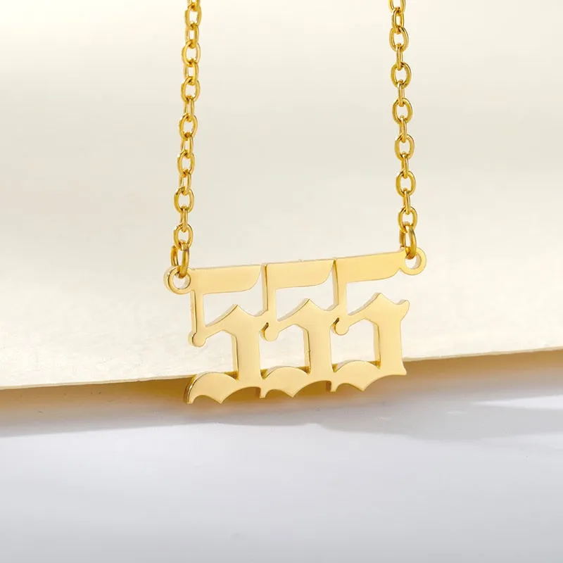 Stainless Steel Angel Number Necklaces in Silver and Gold