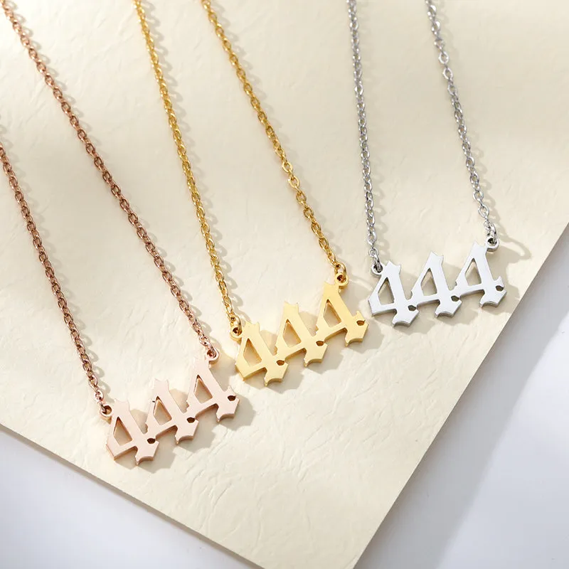 Stainless Steel Angel Number Necklaces in Silver and Gold