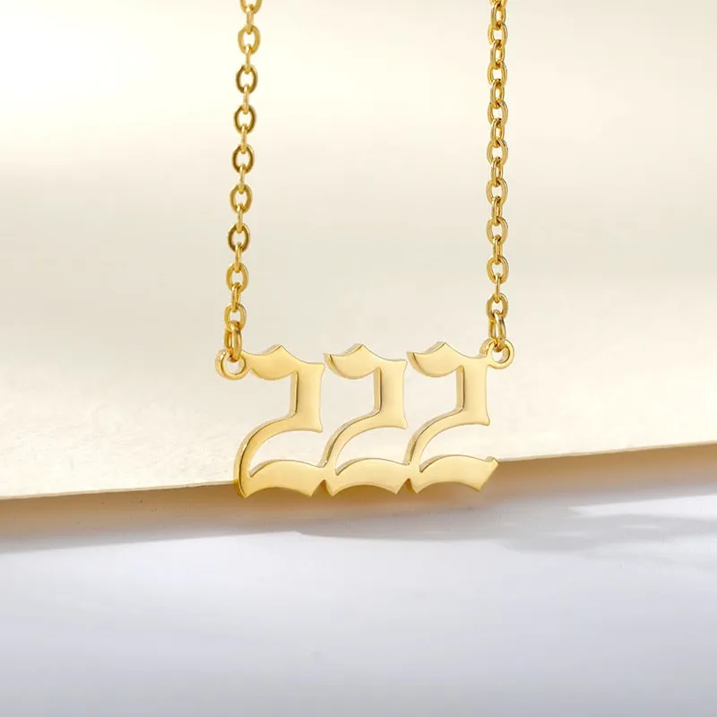 Stainless Steel Angel Number Necklaces in Silver and Gold