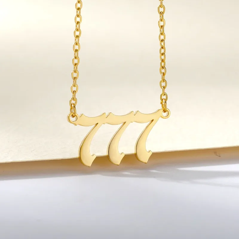 Stainless Steel Angel Number Necklaces in Silver and Gold