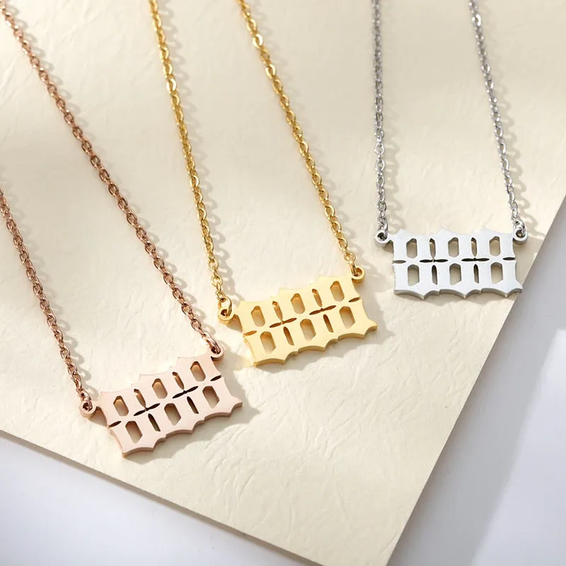 Stainless Steel Angel Number Necklaces in Silver and Gold