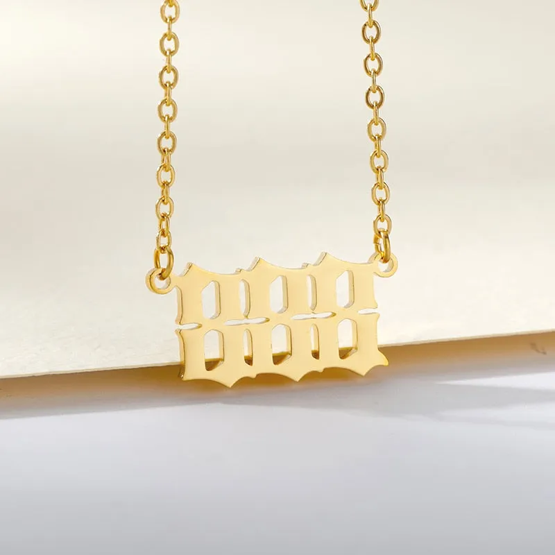 Stainless Steel Angel Number Necklaces in Silver and Gold